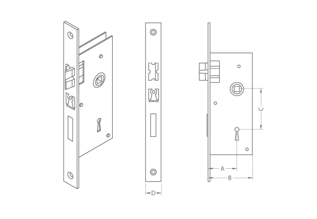 Κλειδαριά μεσόπορτας domus 80140 κέντρο 40mm με κλείδωμα δύο στροφών